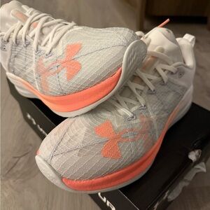 Under Armour White & Orange Athletic Shoes